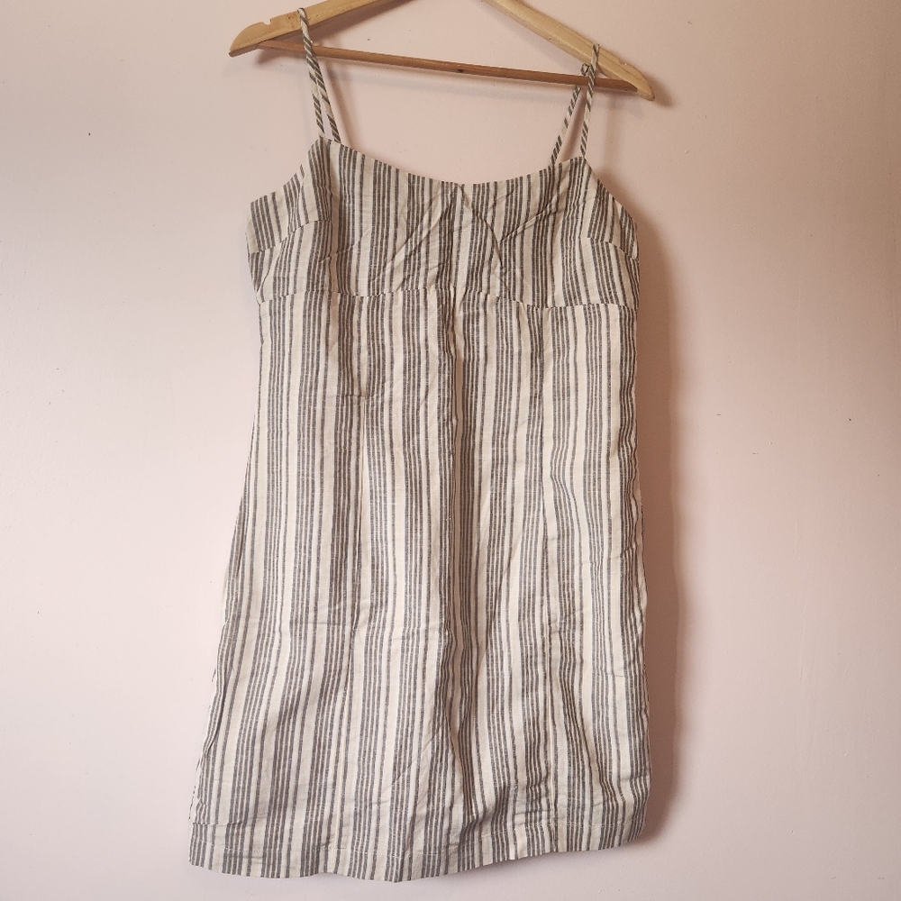 Dynamite Striped Lightweight Mini Bare Linen Blend Dress Size M